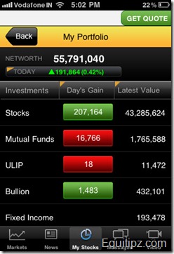 moneycontrolmarketsonmobileStockPortfolio thumb Download Markets on Mobile   Official Moneycontrol.com app for iPhone